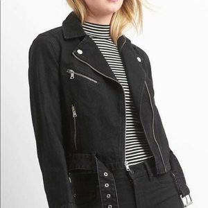 Gap 1969 black denim belted motto jacket